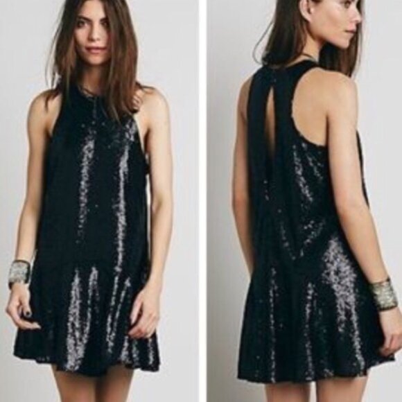 Free People Dresses & Skirts - Free People Shining In Sequin Mini in Black Size XS